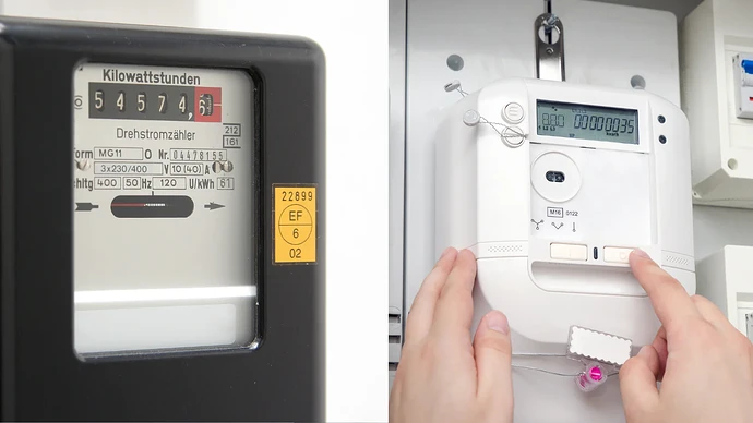 Ferrariszähler und digitaler Stromzähler